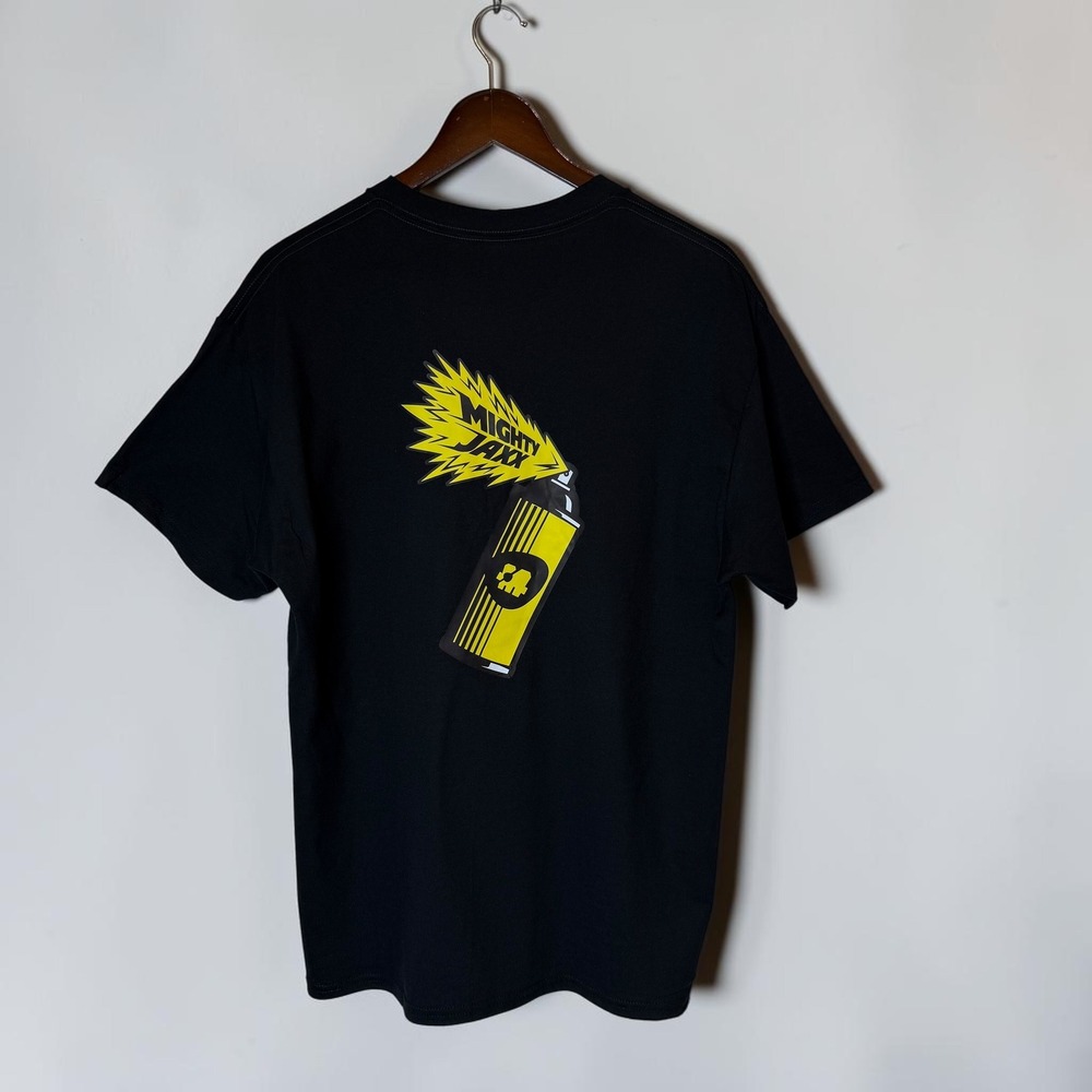 Mighty Jaxx Shirt Spray Paint Tee Black Unisex Heavy Cotton size Large - Picture 2 of 5